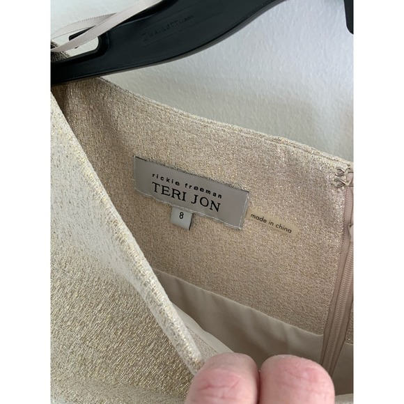 TERI JON Three-Quarter Sleeve Stretch Metallic Ruched Gown - Picture 8 of 16